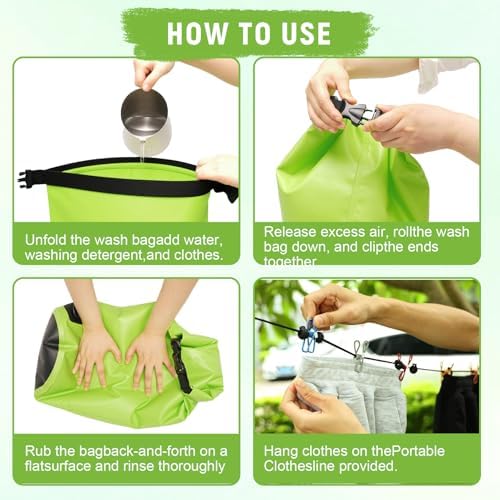 Portable Hand Wash Bag with Retractable Clothesline: manual washing machine - Image 4