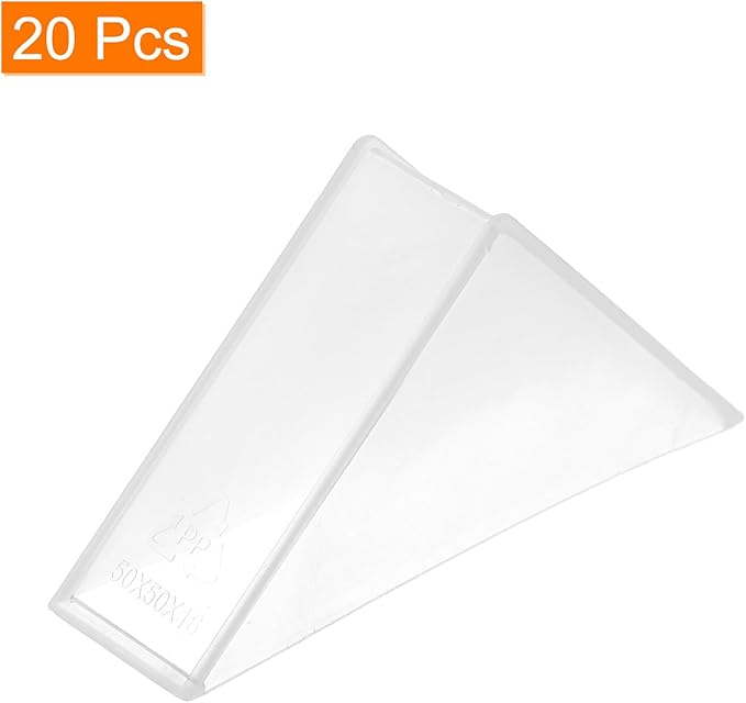uxcell 20Pcs Plastic Corner Protectors 16x70mm Right Angle Shape Glass Corner Guards Cushion for Corner Protection of Glass, Mirror, Tile, White