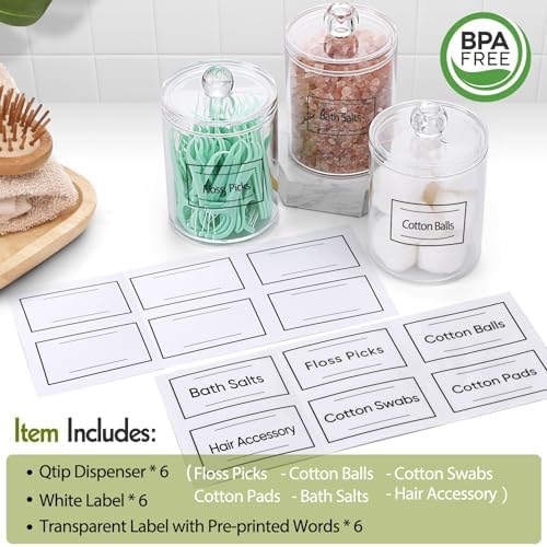 6 Pack Acrylic Qtip Holder Dispenser - Image 2