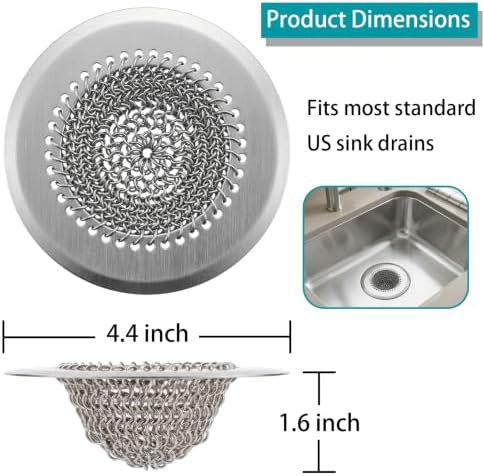 Kitchen Sink Drain Strainer, Reversible 304 Stainless Steel Mesh Strainer - Image 2