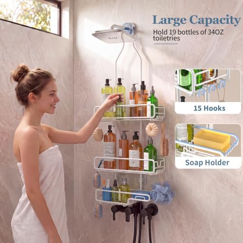 Skyapex Shower Caddy Hanging Bathroom Organizer: Over Head Adjustable Rack - Image 6