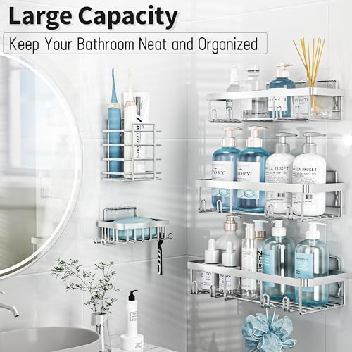 Liuoud 10 Pack Shower Caddy for Inside Shower Silver Bathroom Storage Decor - Image 6