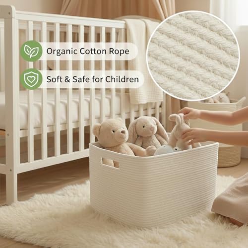 JMvicyroam 96L Large Woven Cotton Rope Blanket Basket - Image 4