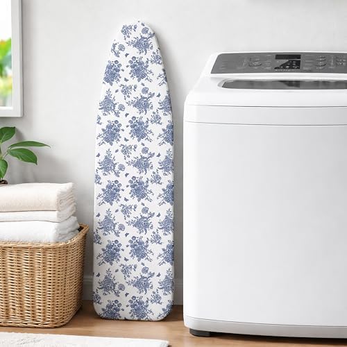 Ironing Board Cover and Pad, Thick Scorch Resistant Padding Blue Flowers Print - Image 7