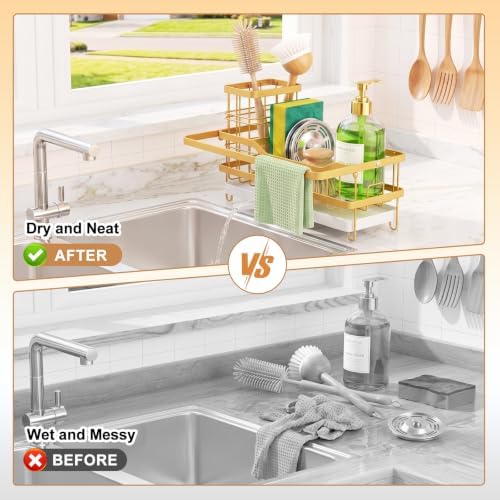 Sponge Holder for Kitchen Sink, Self-draining Sink Caddy - Image 5