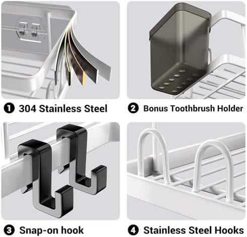 AKTECKE Shower Caddy Corner Organizer Shelf: 2Pack Adhesive Shower Essentials - Image 5