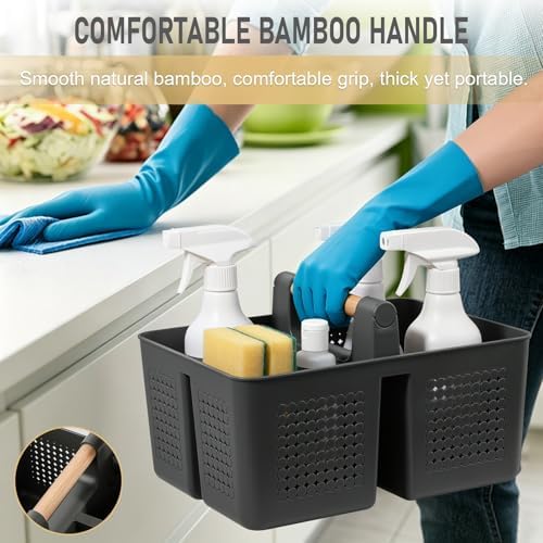 JiatuA Portable Shower Caddy Basket Plastic Caddy Organizer Large Dark Grey - Image 2