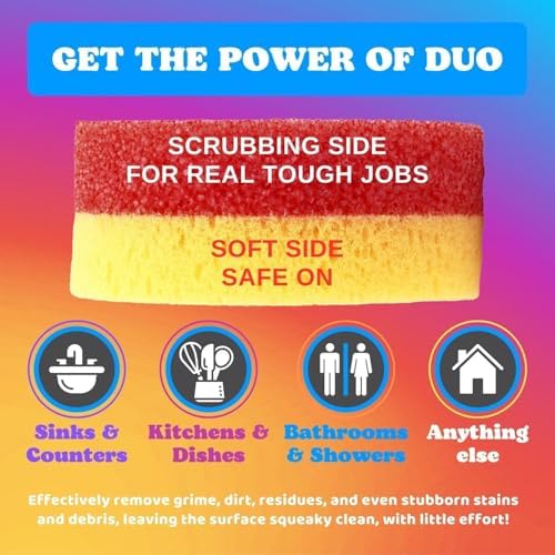 Smilyeez Scrub Moji Duo Scrubbing Sponge Dual-Sided Scrub Sponges Multipurpose - Image 5