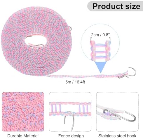 uxcell Windproof Clothesline, 5M 16.4ft Plastic Non-Slip Clothes Drying Rope - Image 2
