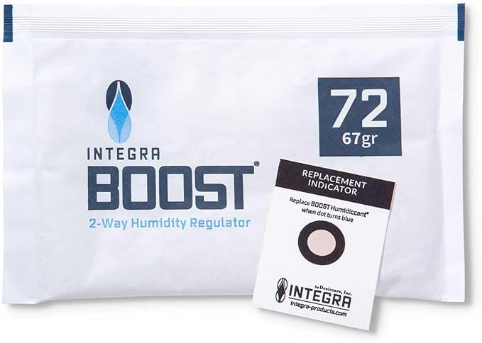 Integra Boost - 72% RH Level - 67 Gram Size - Two-Way Humidity Control Pack - Incl. Replacement Indicator Cards - Food Storage & Herbs Moisture Balancer For Up to 1 LB (Pack of 6)