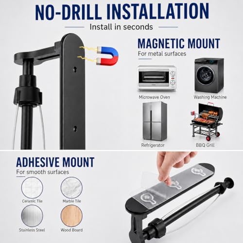 Magnetic Paper Towel Holder for Fridge-Great Adhesive Magnetic, One Hand - Image 6