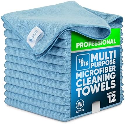 MW Pro Microfiber Cleaning Cloth | Blue | 12 Pack | 16” x 16” | All Purpose by MicrofiberWholesale