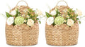 2 PC Door Basket Scalloped Hanging Storage Basket, Water Hyacinth Woven Wall by STYLAVE