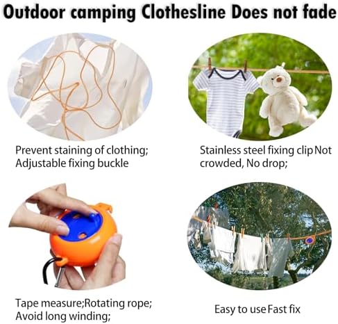 Camping Retractable Clothesline, Adjustable 32ft/10M Camping Clothesline - Image 5