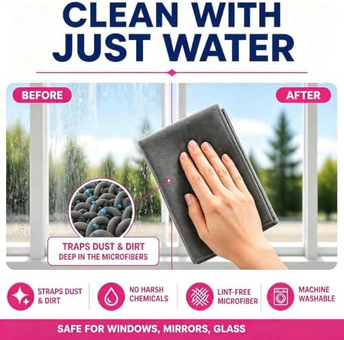 6 Pcs Genie Magic Cleaning Cloths, 12*16IN Large Thicked Microfiber Towels - Image 3