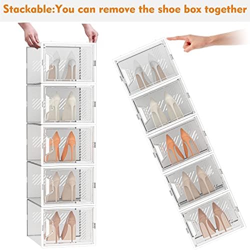 SIMPDIY XL Clear Shoe Storage Boxes, Stackable Shoe Organizer - Image 4