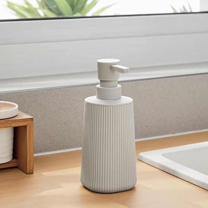YAUKPH Small Soap Dispenser for Bathroom and Kitchen Matte Beige | Modern - Image 4