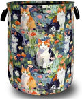 Watercolor Cats Laundry Hamper Oxford Cloth Basket 18.9"x16.5" by Unknown
