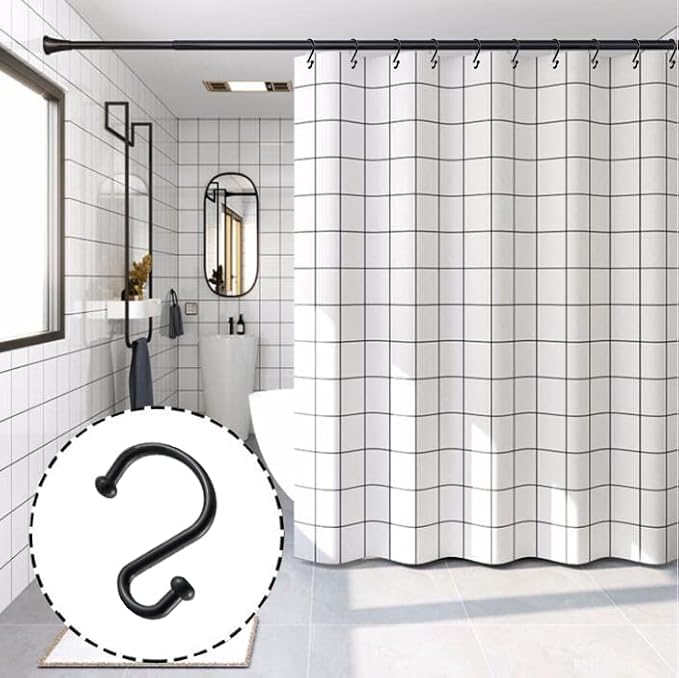 Black Decorative Shower Curtain Hooks 5mm Metal Wire 12PCS S Hooks Shower - Image 6