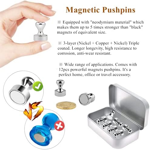 12-Pack Magnetic Push Pins - Image 2
