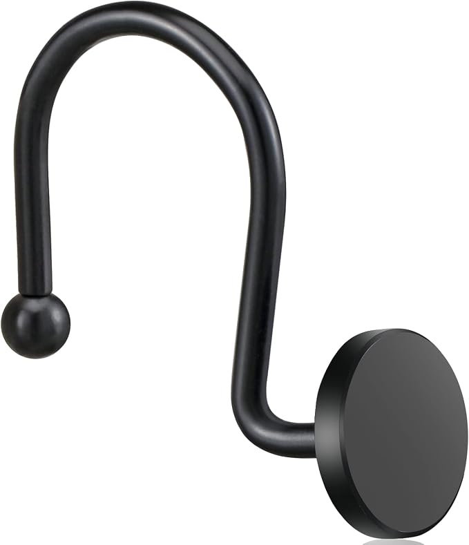 CHICTIE Black Shower Curtain Hooks, 12 Pieces, Shower Curtain Rings, Modern - Image 2