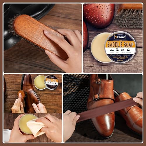 Nuroon Leather Boots Care Kit-3.52oz Saddle Soap+3.52oz Mink Oil - Image 3