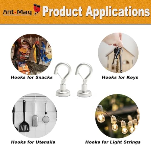 Ant Mag Magnetic Hooks Heavy Duty 22LBS Strong Magnet Snap Hooks 20 Pack - Image 5
