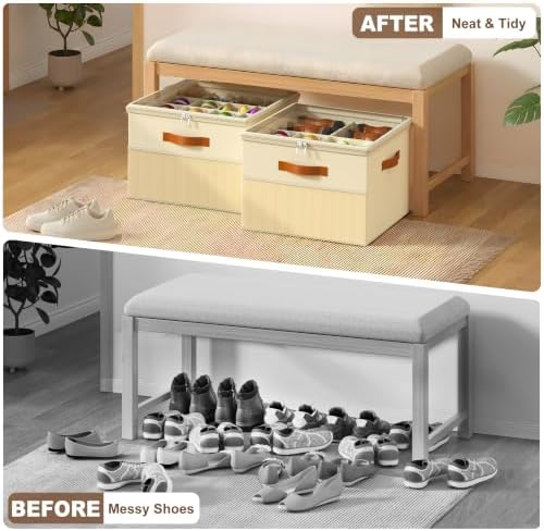 Shoe Organizer for Closet, 2 Pack Foldable Shoe Storage Organizer Box Bin - Image 5