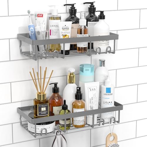 Moforoco Shower Caddy Shelf Organizer Rack, Self Adhesive Black Bathroom by MOFOROCO