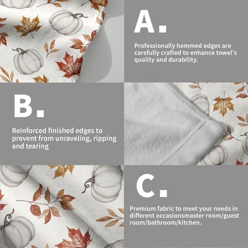Orange Leaves Pumpkin Fall Bathroom Towels Set Autumn Maple Leaves Hand Towels - Image 5