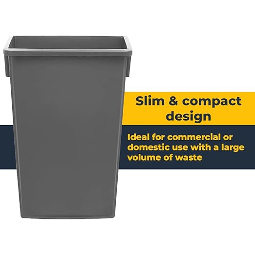 3 pack 23 Gallon Waste Bin with Swing Lid, Heavy-Duty Trash Can, Slim Rectangular Garbage Bin, Durable Waste Container, Recycling Bin, Plastic Wastebasket for Kitchen, Garage, Restaurants, Office