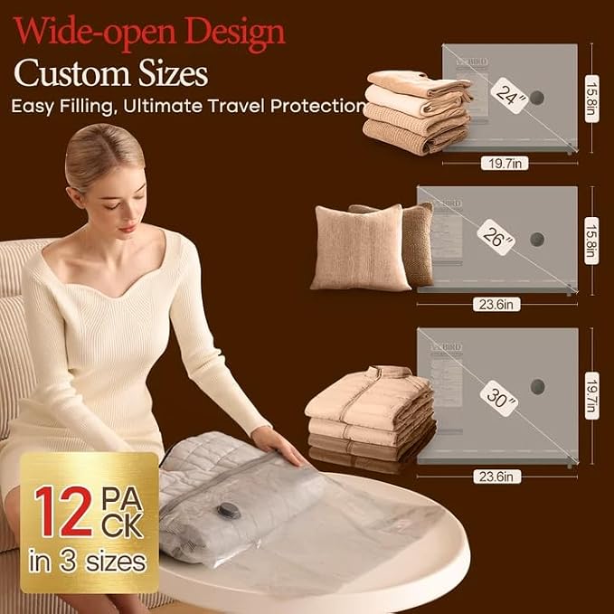 Vacbird 12 Pack Vacuum Bags for Travel - Image 3