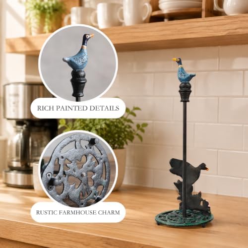 HOSUN Cast Iron Duck Paper Towel Holder Countertop Stand, Farmhouse Decor - Image 6