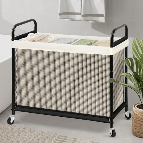 STO STO Laundry Hamper 4 Section, 140L Rolling Laundry Sorter Cart - Image 3
