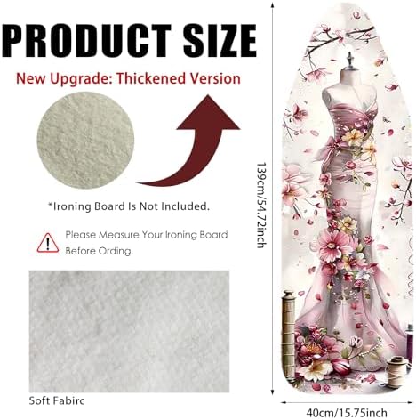 Nuxovilar Floral Dress Cotton Ironing Board Cover 15x54 Fabric - Image 3