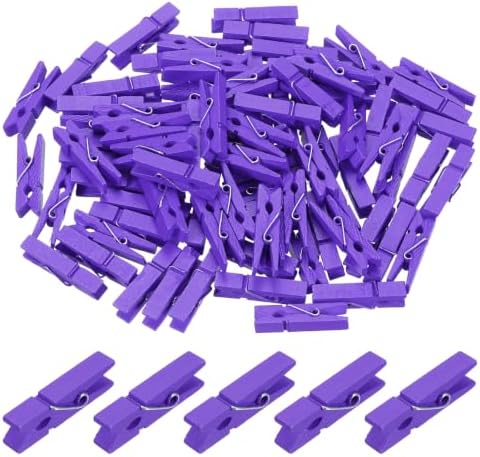 uxcell 200 Pcs Wooden Clothespins, 1.4 Inch Clothes Pins Wooden Colored Small by uxcell