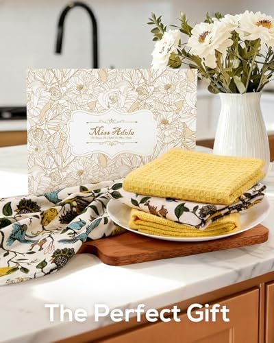Miss Adola 4pcs 270GSM Cotton Kitchen Towels, Lemon Bird - Image 6