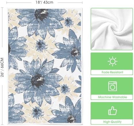 Artoid Mode Blue Floral Leaves Boho Kitchen Towels Dish Towels, 18x26 Inch - Image 6