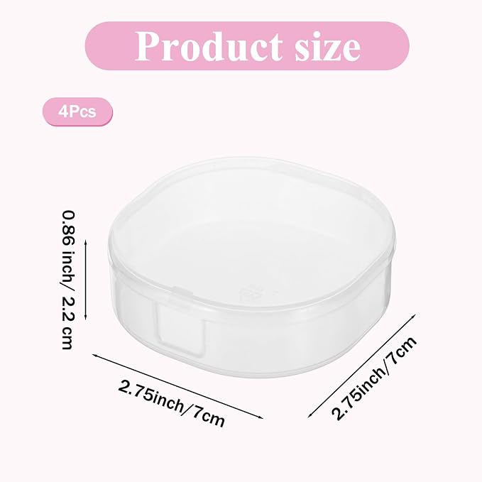 Qianyu 4 Pcs Plastic Cosmetic Cotton Pads Container, Portable Round Holder - Image 2