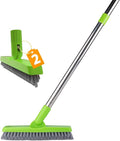 2 Pack Grout Brush with Long Handle, Swivel Cleaning Grout Line Scrubber by ITTAHO