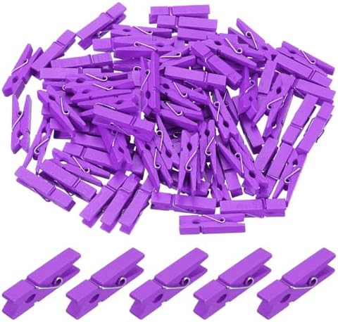 uxcell 100 Pcs Wooden Clothespins, 1.4 Inch Clothes Pins Wooden Colored Small by uxcell