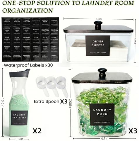 4+2 Pack Laundry Pods Containers & Dryer Sheet Holder & Laundry Detergent - Image 3