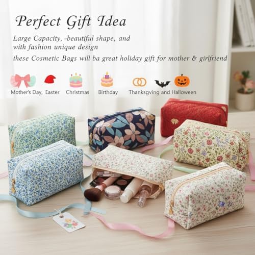 Large Pencil Case, Quilted Cotton Pencil Pouch, Cute Floral Pen Bag - Image 5