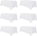 sancua 6 Pack White Tablecloth 90 x 156 Inch - Rectangle Table Cloth for 8 Feet Tables Stain and Wrinkle Resistant Washable Polyester Table Cover for Dining Wedding Banquet Party Buffet Restaurant