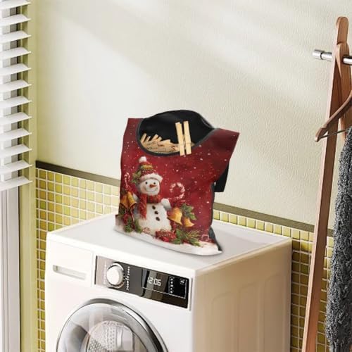 Red Snowman Clothes Pin Bags Christmas Clothespin Bag Holder Clothespin Holder - Image 3