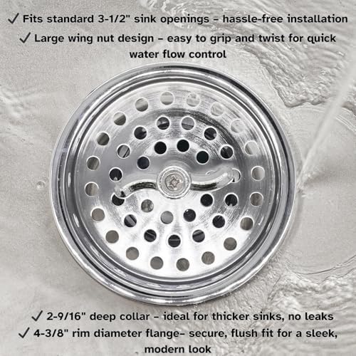 Westbrass A213-26 3-1/2" Wing Nut Twist Style Large Kitchen Sink Basket Strainer - Image 5