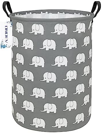 Round Elephant Laundry Hamper Waterproof Fabric Home Storage by ONOEV