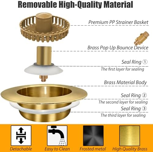 Anlige Kitchen Sink Drain Strainer, 3 in 1 Pop Up Kitchen Sink Stopper - Image 6