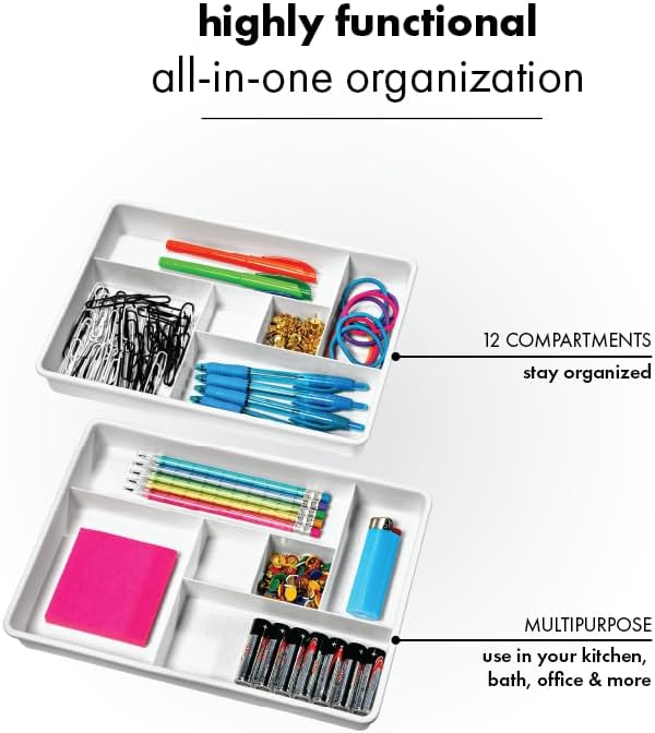 madesmart Plastic 6-Compartment Drawer Organizer Gadget Trays - Image 3