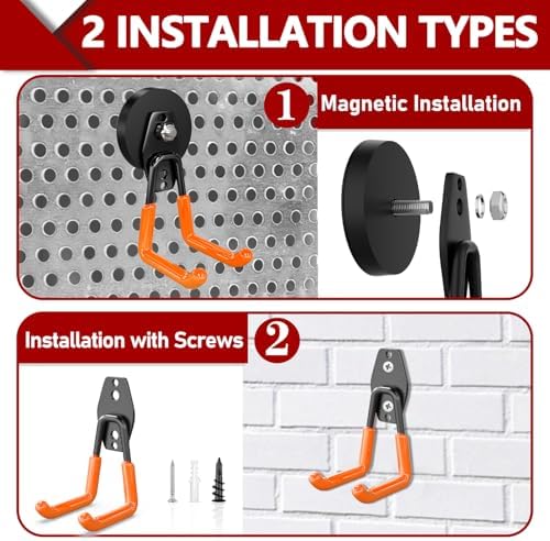 3-H Heavy Duty Magnetic Hooks, Large Magnet Hooks, 4 Pack Orange - Image 4